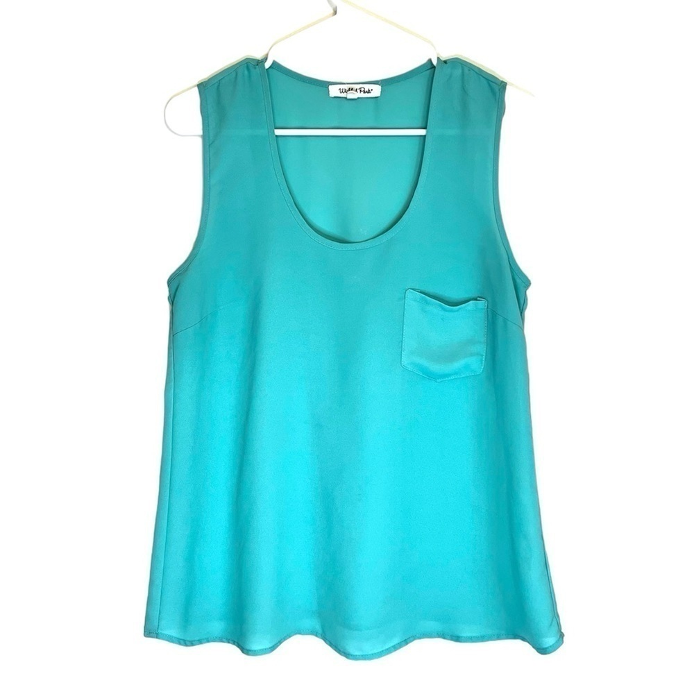 2/$15 Wishful Park - Teal Green Sleeveless Pocket Tank Top – Size M
